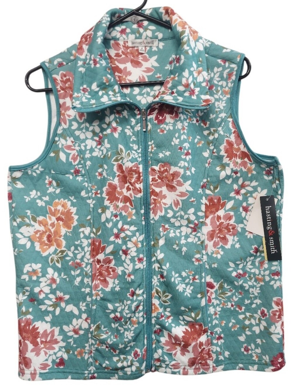 Hasting & Smith NWT Sleeveless Pocketed Floral Zip Up Vest